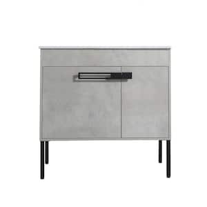 Victoria 36 in. W x 18 in. D x 35 in. H Freestanding Single Sink Bath Vanity in Gray with White Ceramic Top and Cabinet