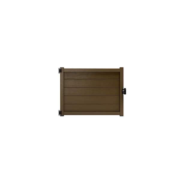 Composite Modern Horizontal Privacy Perimeter Gate (3.5 ft. H x 4 ft. W) Rosewood (Brown)