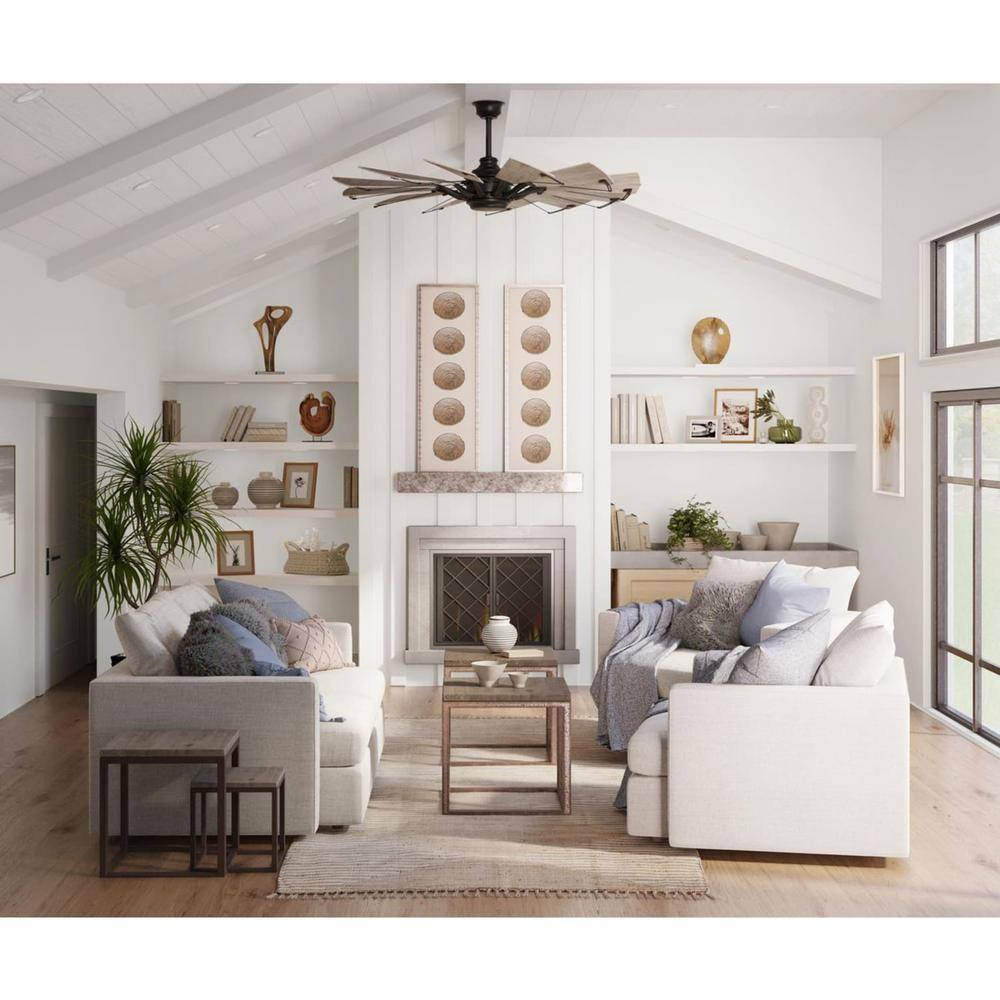 60-Inch Matte Black Windmill Ceiling Fan with Remote