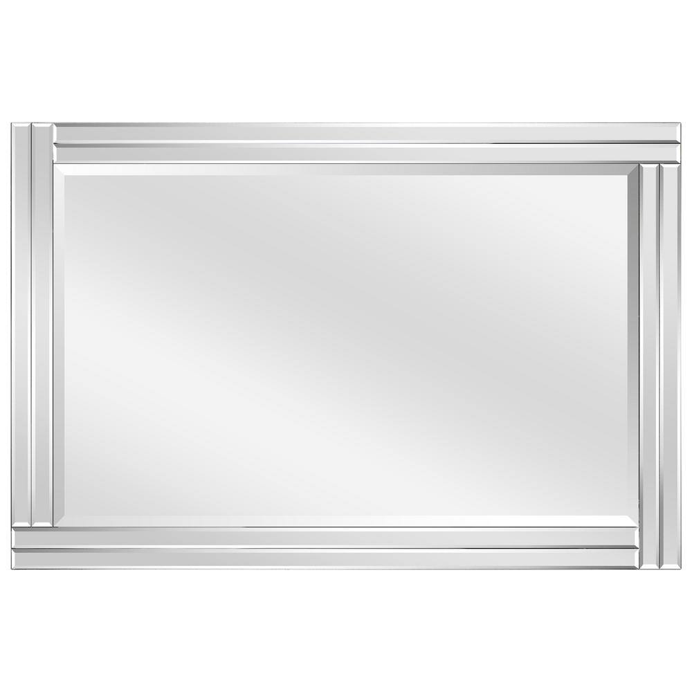 Modern Solid Wood Frame Rectangular Wall Mirror, 24" x 36", Clear Bevel