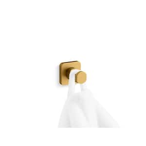 Parallel Knob Wall Mount Robe/Towel Hook in Vibrant Brushed Moderne Brass