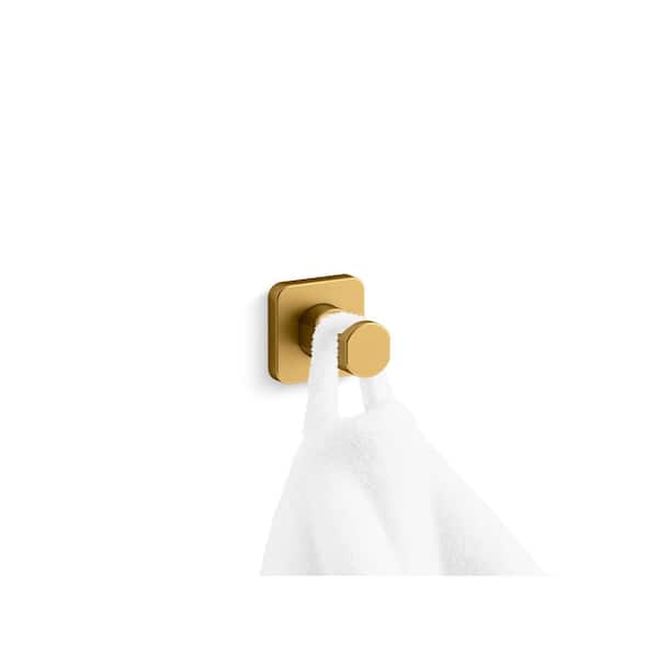 KOHLER Parallel Knob Wall Mount Robe/Towel Hook in Vibrant Brushed Moderne Brass