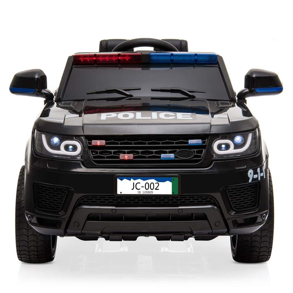 12V Black Police SUV Ride-On Car with Remote Control