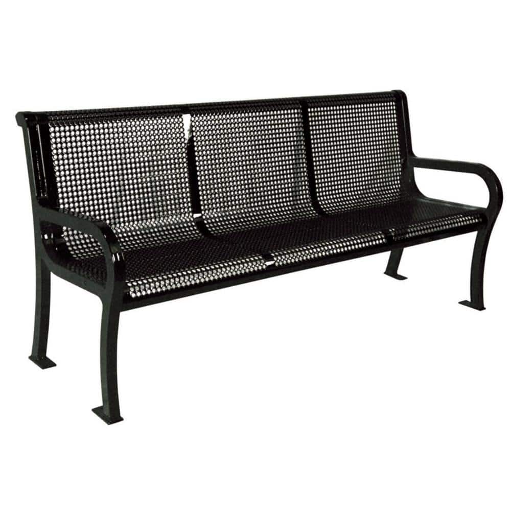 6 ft. Perforated Black Commercial Park Lexington Portable Bench with Back Surface Mount price history on PriceWatchPro