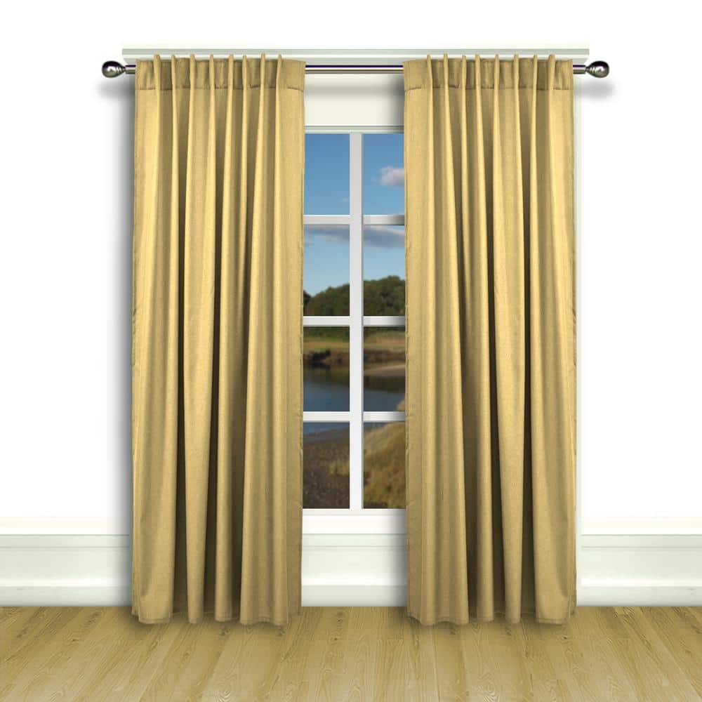Gold Leaf Textured Fabric Rod Pocket Curtain Panel