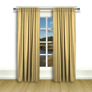 Gold Leaf Woven Rod Pocket Room Darkening Curtain - 56 in. W x 72 in. L