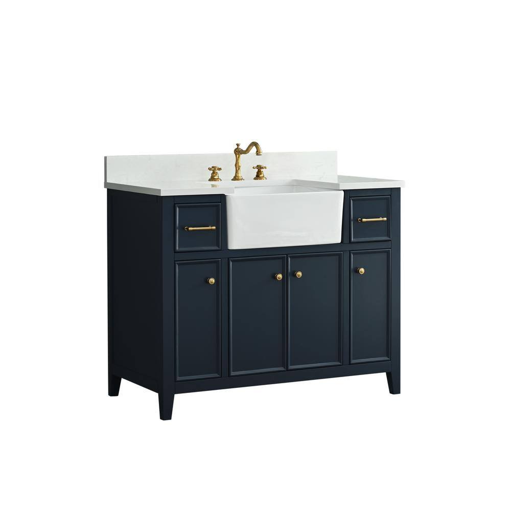 Indigo Blue Single Bathroom Vanity with White Ceramic Sink