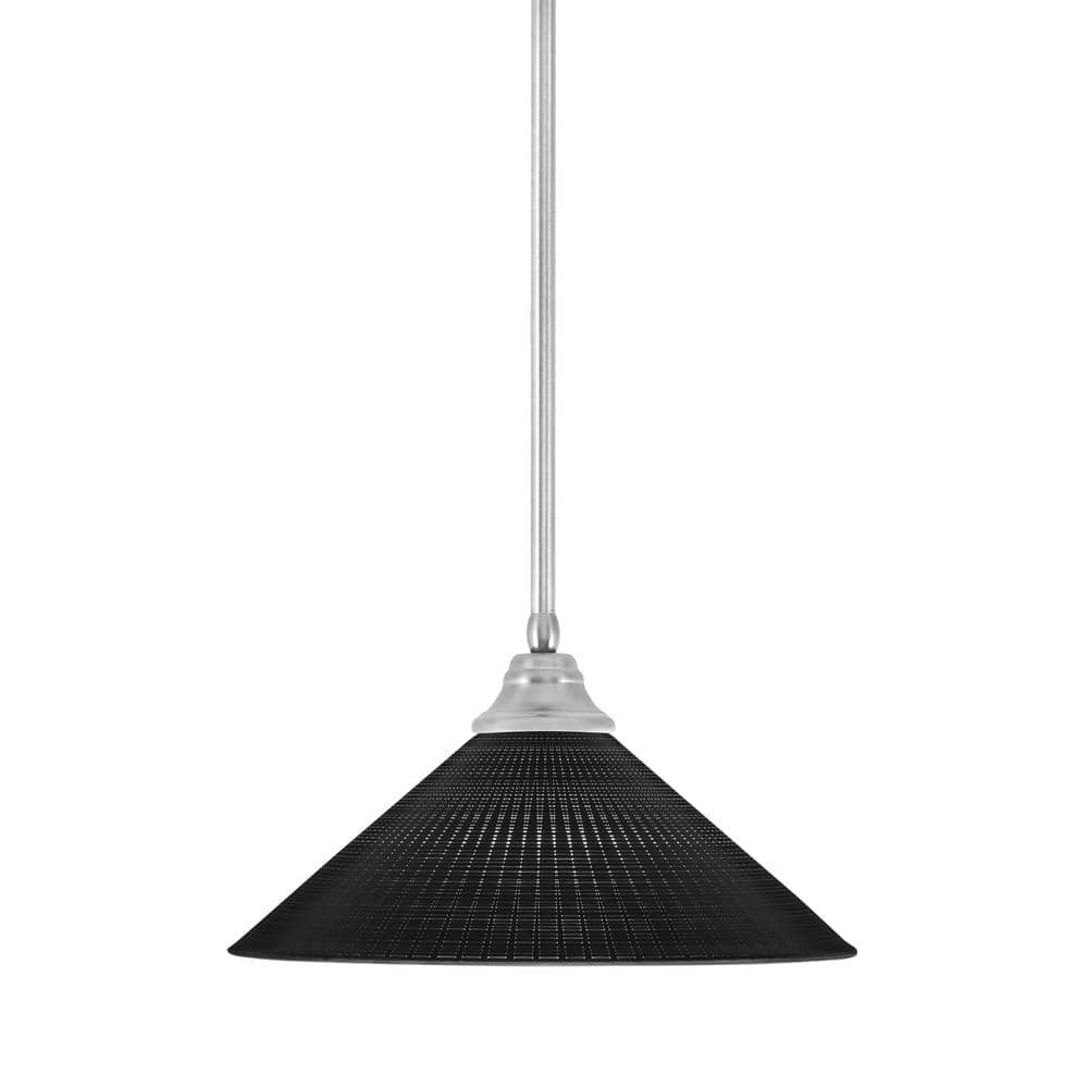 Sparta 100-Watt 1 Light Brushed Nickel Shaded Pendant Light with 16 in. Bla