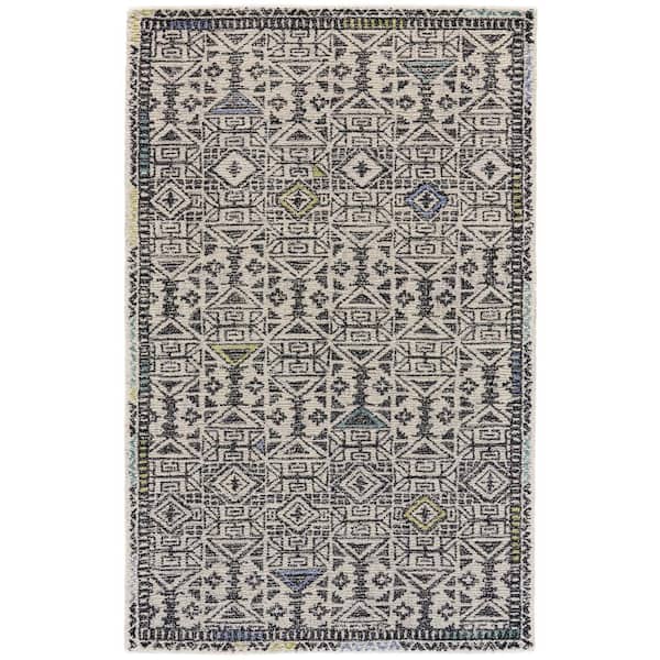 Weave & Wander Binada Black/Line 4 ft. x 6 ft. Geometric Area Rug