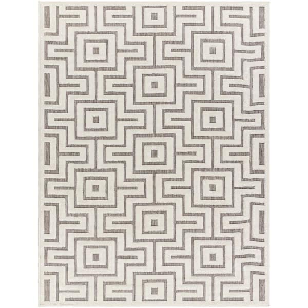 Livabliss San Diego Gray Geometric 7 ft. x 9 ft. Indoor/Outdoor Area Rug