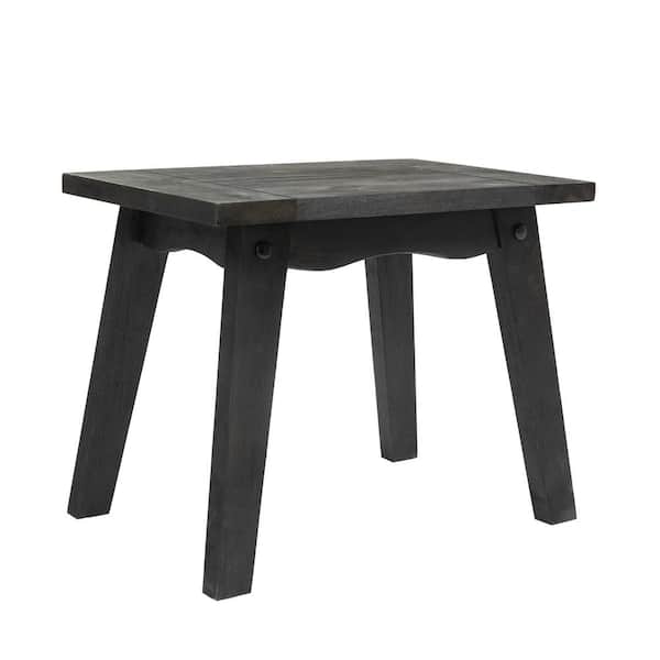 Uixe Black Finish Acacia Wood Rectangular Outdoor Patio Side Table