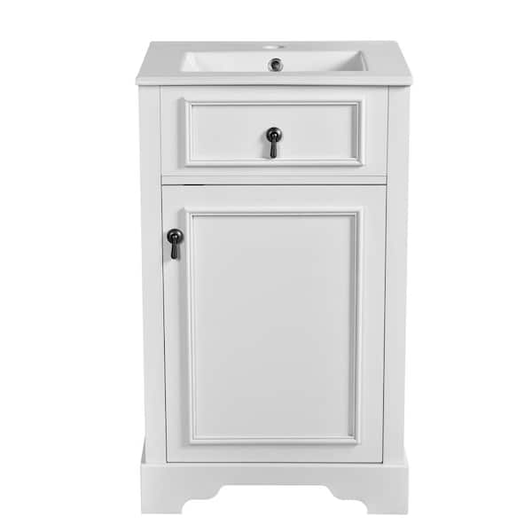 Eviva Deluxe 20 in.W x 18 in.D x 34in.H Single Freestanding Bath Vanity in Gray with White Porcelain Integrated Sink Top