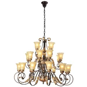 24-Light Gold No Decorative Accents Empire Chandelier for Living Room with No Bulbs Included