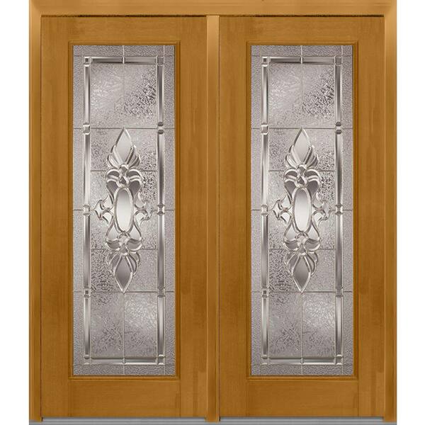 MMI Door 72 in. x 80 in. Heirloom Master Left-Hand Inswing Full Lite Decorative Stained Fiberglass Mahogany Prehung Front Door