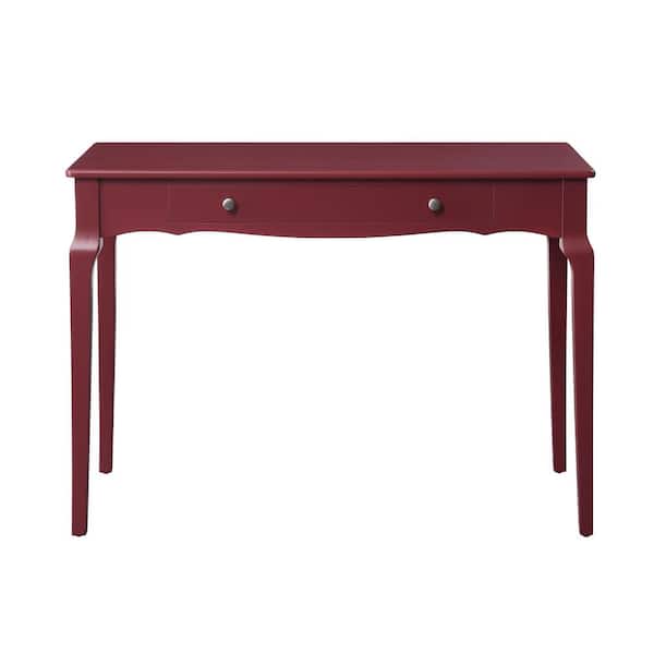 HomeRoots 42 in. Rectangular Red Manufactured Wood 1 Drawer Writing Desk