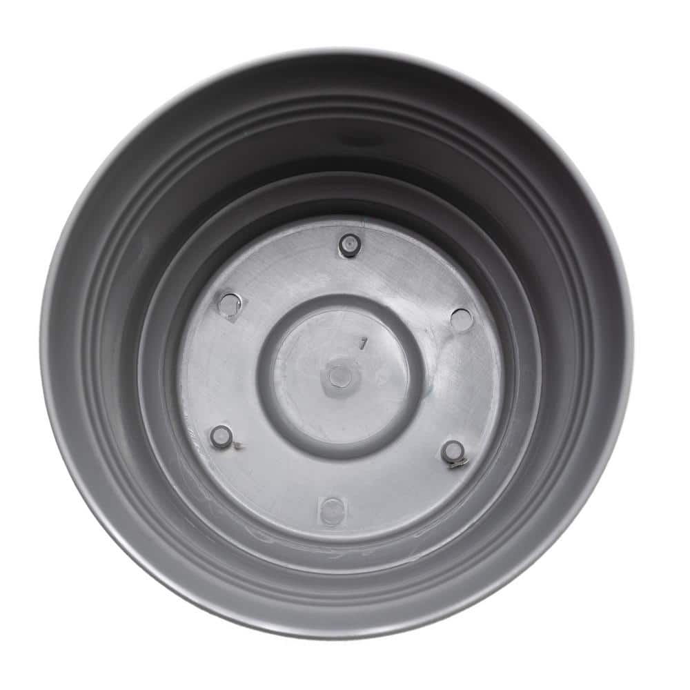 Charcoal Gray 14.5" Round Resin Planter with Saucer