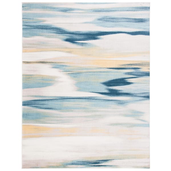 SAFAVIEH Skyler Beige/Navy 9 ft. x 12 ft. Abstract Area Rug