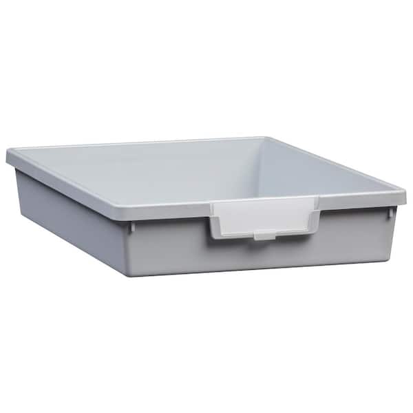 Unbranded 2 Gal. - Tote Tray - Slim Line 3 in. Storage Tray in Light Gray