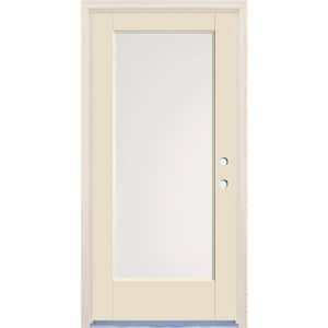 36 in. x 80 in. Left-Hand/Inswing 1 Lite Satin Etch Glass Unfinished Fiberglass Prehung Front Door w/4-9/16" Frame
