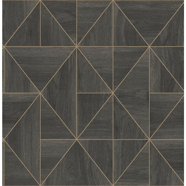 A-Street Prints Cheverny Dark Brown Geometric Wood Dark Brown Wallpaper Sample