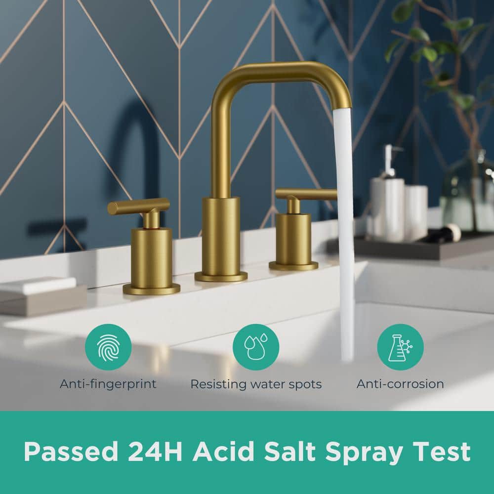 Brushed Gold 8-Inch Double Handle Widespread Bathroom Faucet