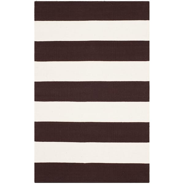 SAFAVIEH Montauk Chocolate/Ivory Doormat 3 ft. x 4 ft. Striped Area Rug