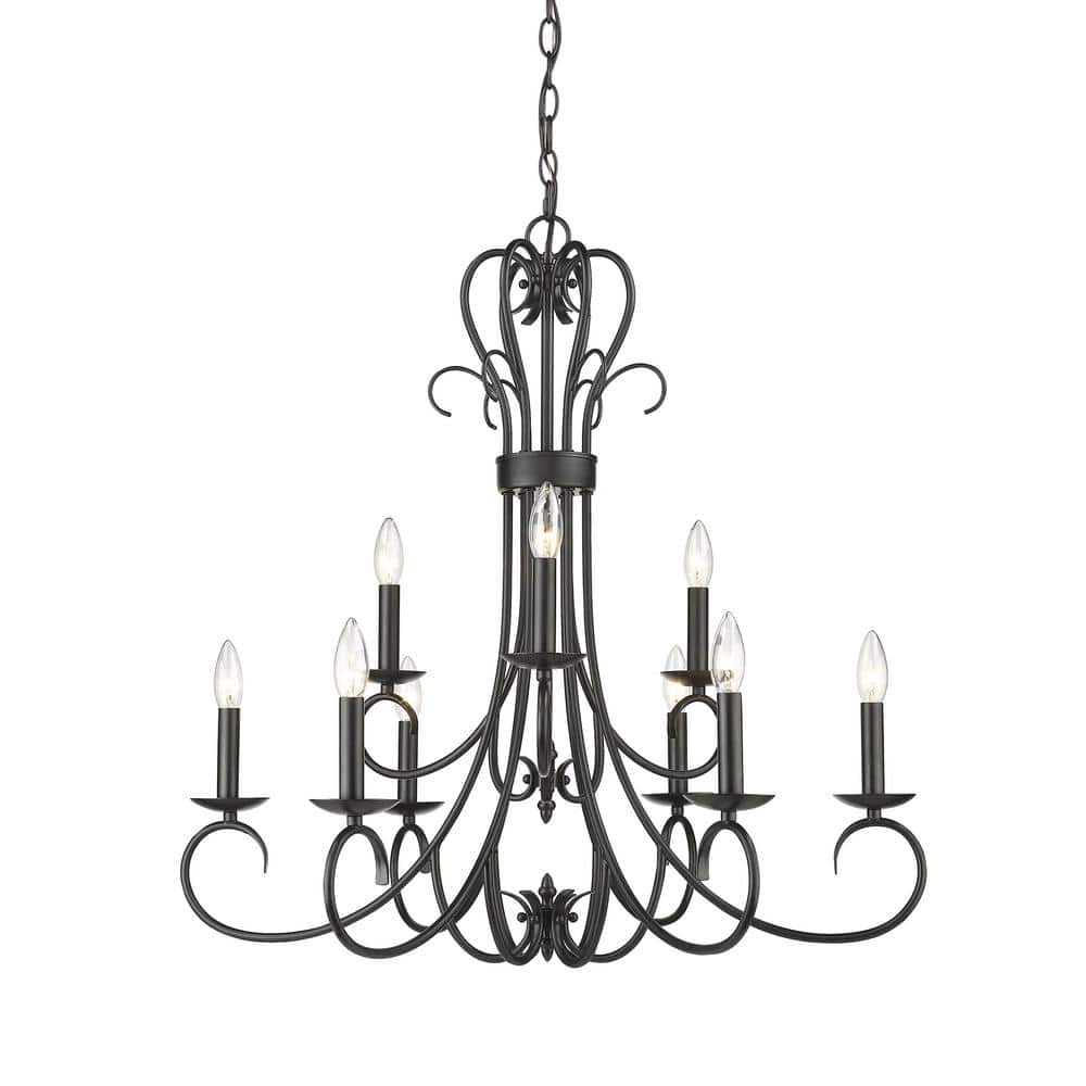 Black Transitional 9-Light Candelabra Chandelier