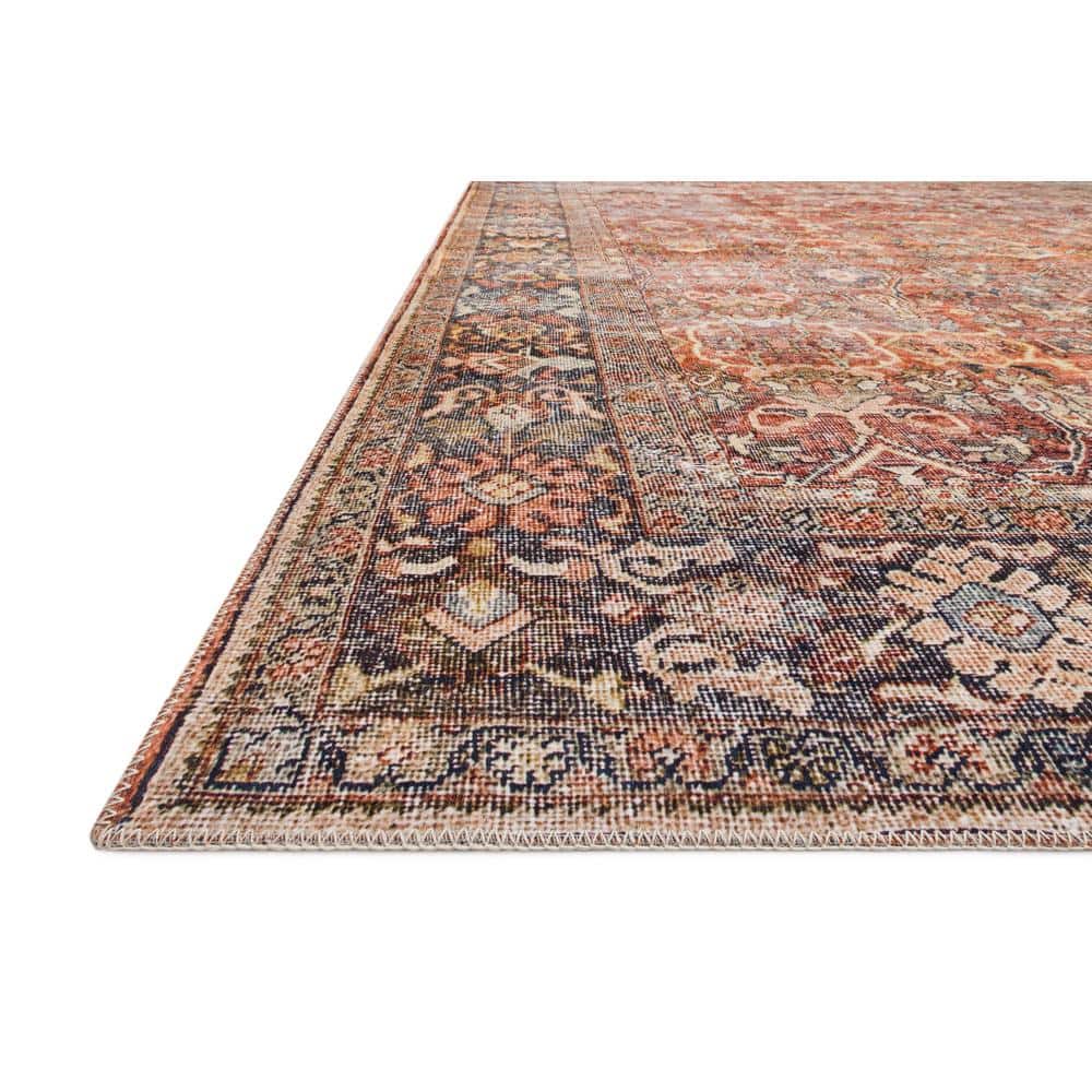 Layla Red and Marine Distressed Bohemian Runner Rug