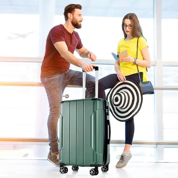 20 in./28 in. 2-Piece Green Hardside Expandable Luggage Sets with TSA Lock Spinner Wheels