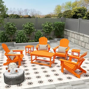 Mason 3-Piece Orange Poly Plastic Outdoor Patio UV Resistant Coffee and Side Table Set