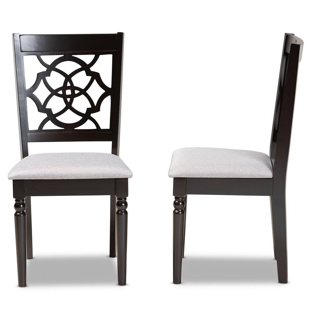 Renaud Dark Brown Upholstered Leather Side Chair with Wood Frame