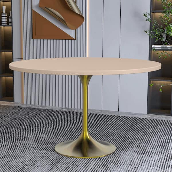 Light Natural Round MDF Wood 48 in. Tabletop Pedestal Dining Table Seats 4 Verve Collection