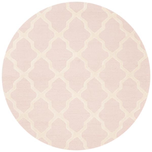 SAFAVIEH Cambridge Light Pink/Ivory 6 ft. x 6 ft. Round Trellis Geometric Area Rug