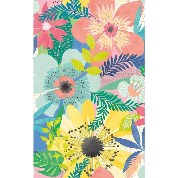 OhPopsi Multi-Colored Janis Pastel Floral Riot Wallpaper