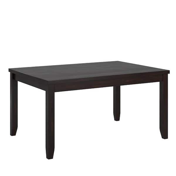 HomeSullivan 60 in. Rectangle Black Solid Wood Dining Table with 2-Drawers