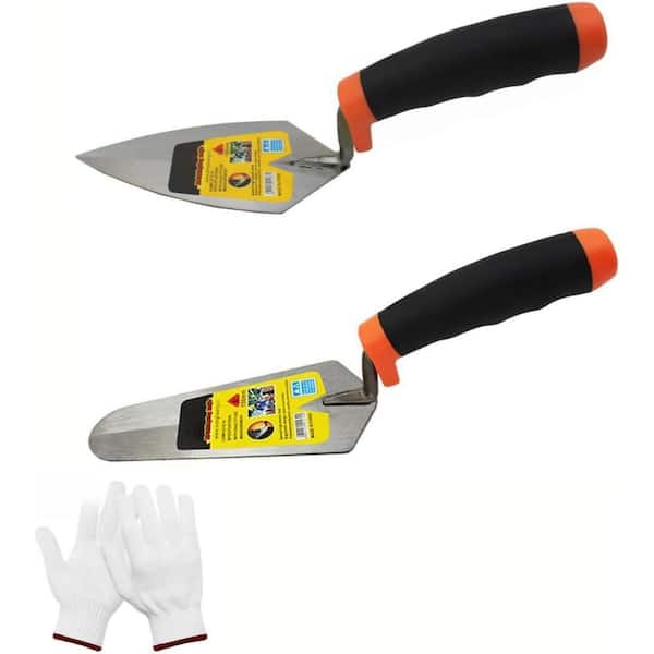 6'' Pointing and Gauging Trowel Set with Soft Handle for Bricklaying and Plastering in Construction 2pcs