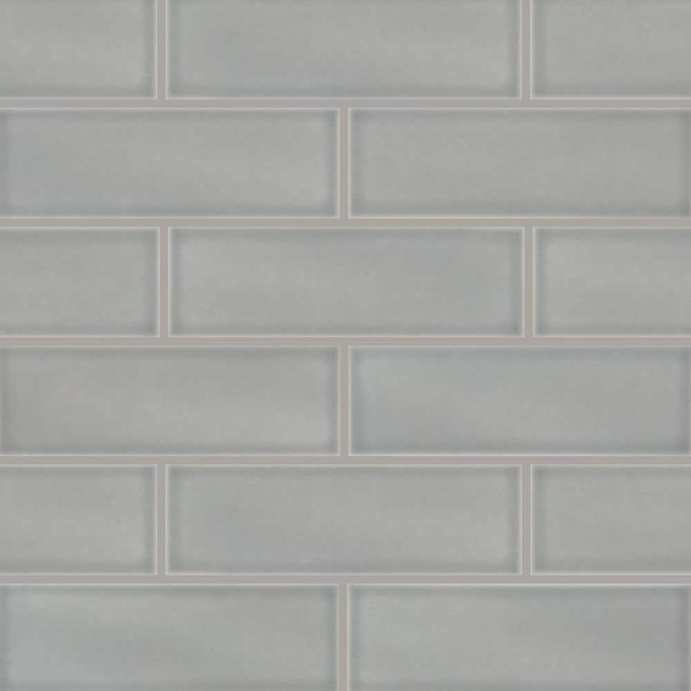 Msi Morning Fog 4 In X 12 In Glossy Ceramic Gray Subway Tile 5 Sq Ft Case Pt Mofog412 The Home Depot