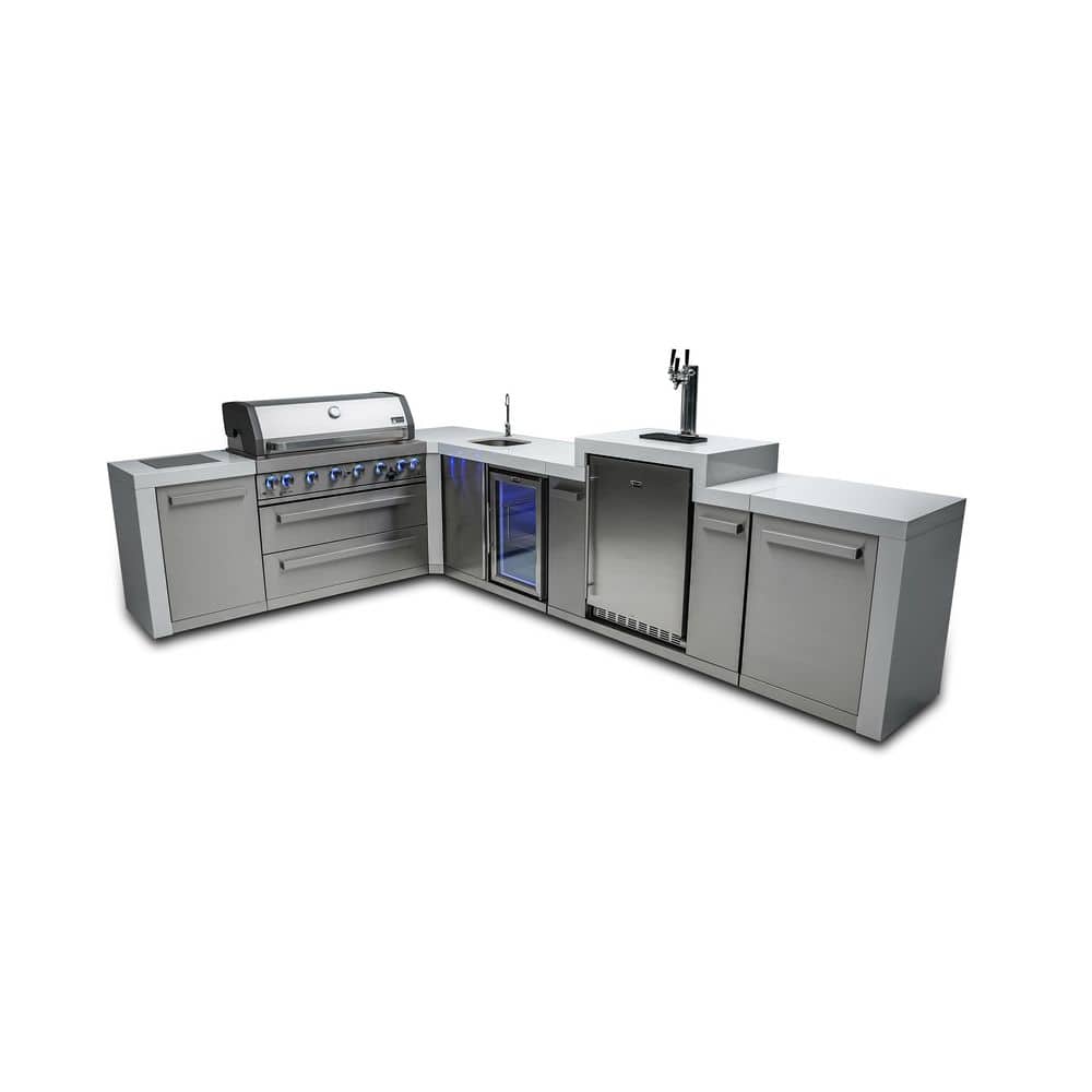 Deluxe Series 6-Burner Outdoor Kitchen Propane Gas Grill Island with Kegerator and Beverage Center in Stainless Steel price history on PriceWatchPro