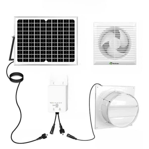 8 in. Solar Powered Exhaust Fan with Bifacial Panel for Greenhouses and Sheds Gable Mount