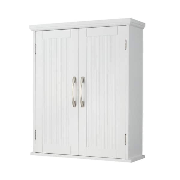 Teamson Home Newport Contemporary 20 in. W x 7 in. D x 24 in. H Wooden Bathroom Wall Cabinet in White