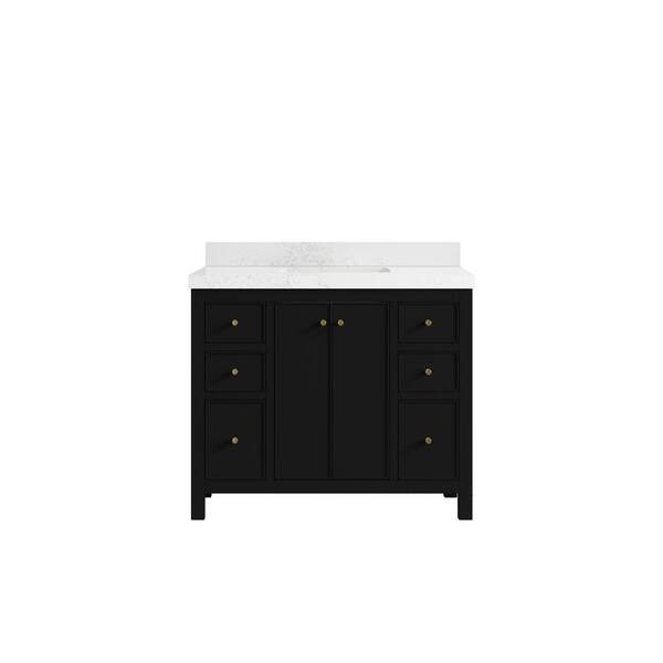 Willow Collections Chicago 42 in. W x 22 in. D x 36 in. H Single Sink Bath Vanity in Black with 2 in. Empire White Qt. Top