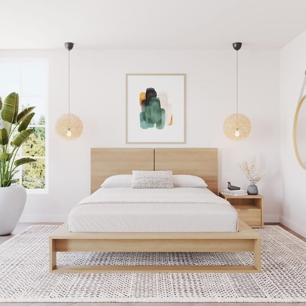 Audrey 3-Piece Natural Blonde Oak Wood Composite Queen Size Bedroom Set