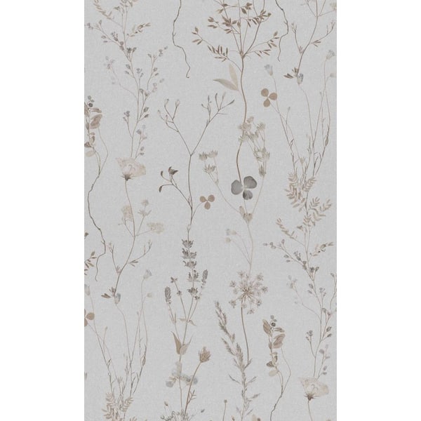 Walls Republic Grey Flowers in the Meadows Printed Non-Woven Paper Non-Pasted Textured Wallpaper 57 sq. ft.