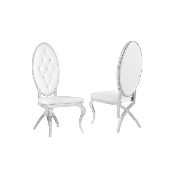 Best Quality Furniture Ben White Faux Leather Dining Chairs (Set of 2)