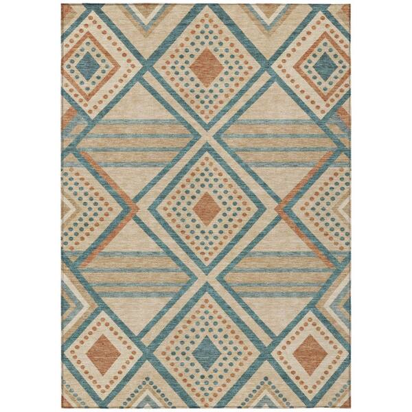 Chantille Machine Washable Indoor/Outdoor Abstract ACN3128 Flax 8 ft. x 10 ft. Area Rug