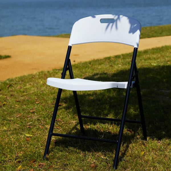 Afoxsos White Plastic Folding Chairs Indoor/Outdoor Events, Perfect for Camping/Picnic/Tailgating/Party (4-Pack) DJMX689 - The Depot