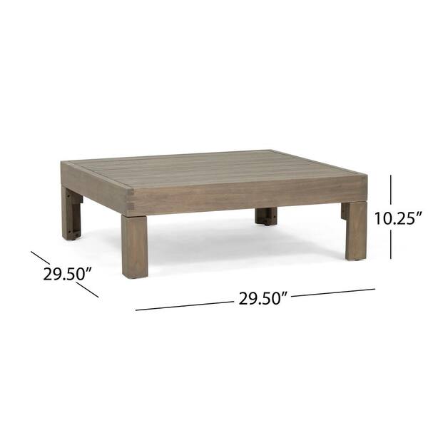 Irene Outdoor Acacia Wood Coffee Table Light Gray