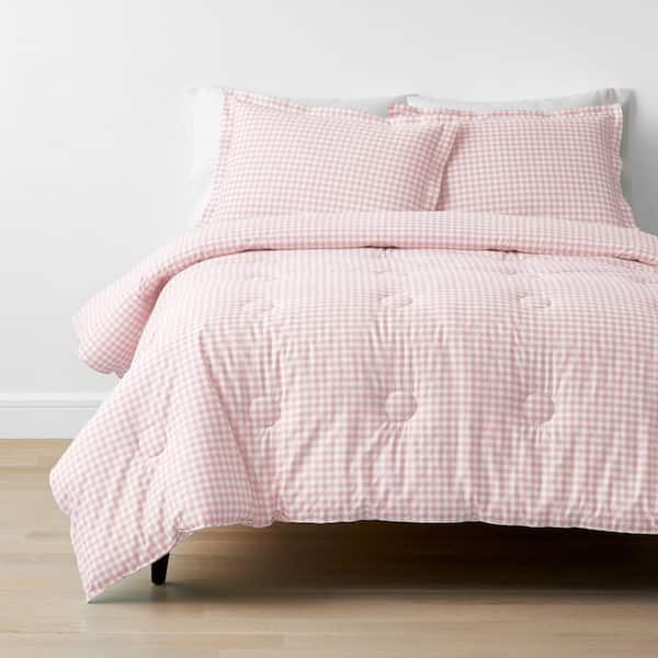 The Company Store Company Kids Gingham Petal Pink Full/Queen Organic Cotton Percale Comforter