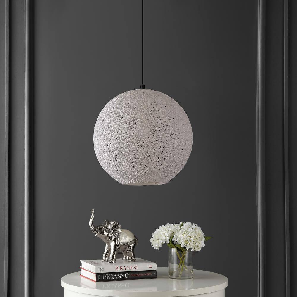 Lacey 16" White Bohemian Globe LED Pendant Light