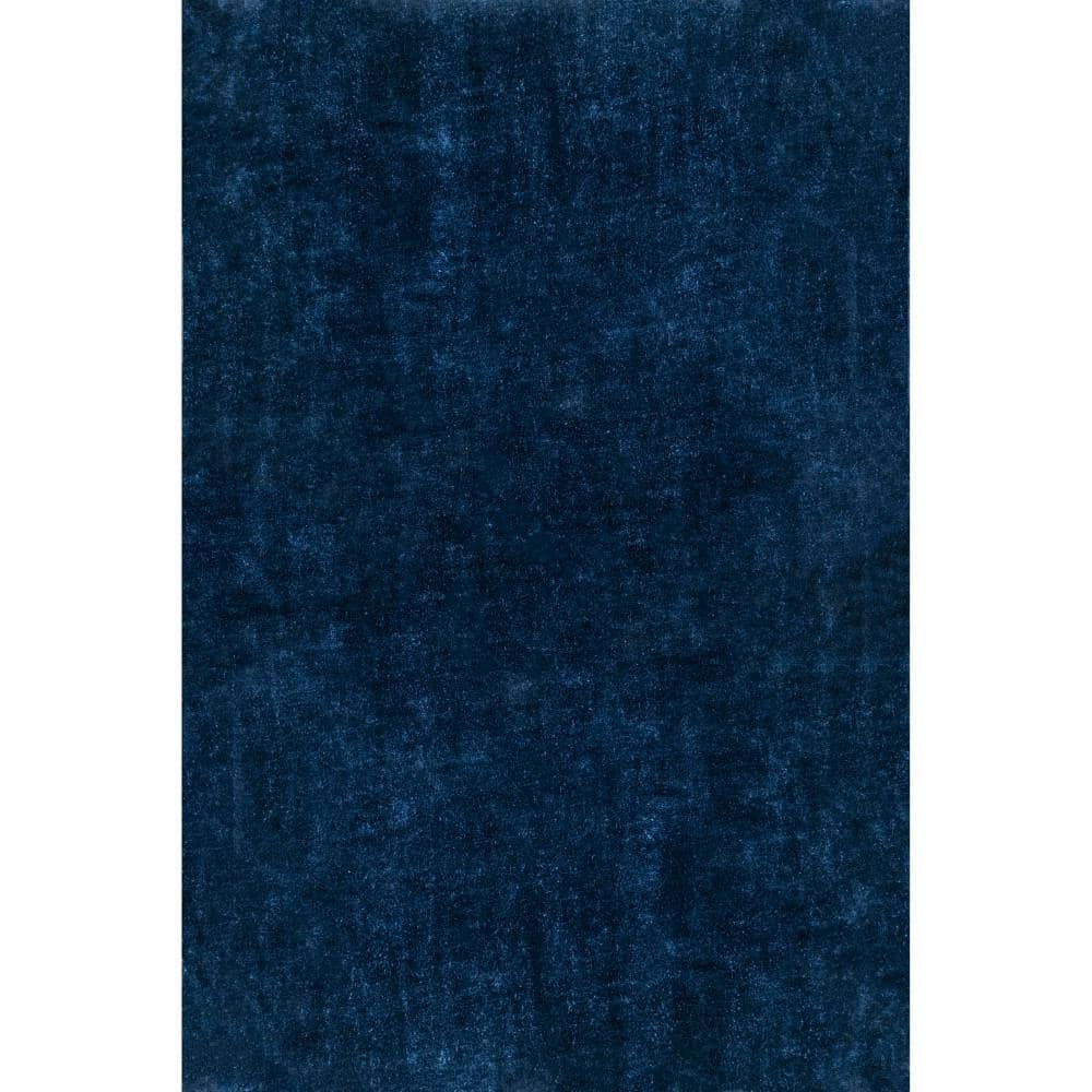 Loni Machine Washable Navy Doormat 2 ft. x 3 ft. Solid Shag Area Rug price history on PriceWatchPro
